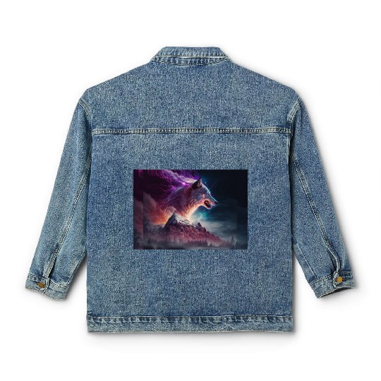 Electric Mountain, Violet Skies, and a Luminous Wo Classic Women's Denim Jackets