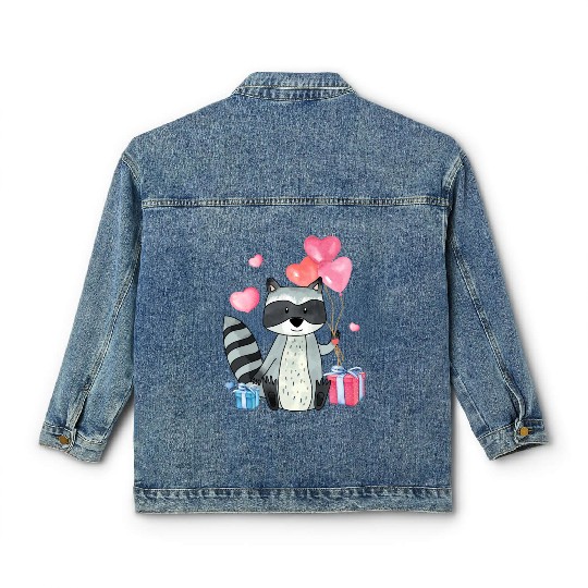 Raccoon Valentine Gift Raccoon Owner Trash Panda Classic Women's Denim Jackets