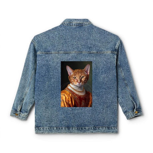 Ocicat King Cat Breed Portrait Royal Renaissance A Classic Women's Denim Jackets