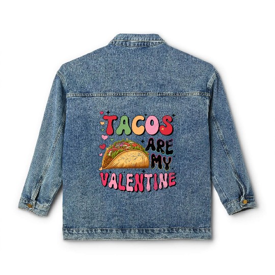 Groovy Taco I Love Tacos Are My Valentine Taco Classic Women's Denim Jackets