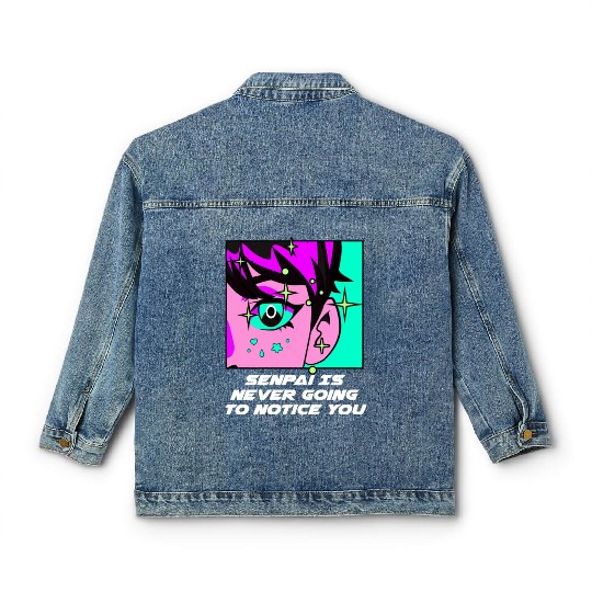 Senpai Is Never Going to Notice You Anime Funny Ma Classic Women's Denim Jackets