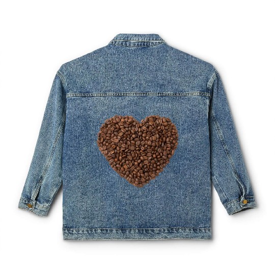 Valentine Coffee Lover Heart Coffee Bean Valentine Classic Women's Denim Jackets