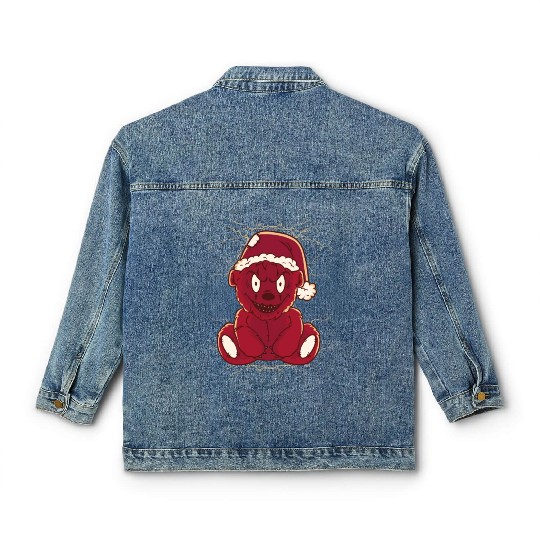 Scary smiling teddy-bear Scary smiling teddy-bear Classic Women's Denim Jackets