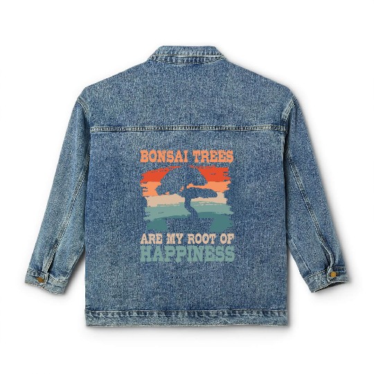 Bonsai Tree Root Of Happiness Classic Women's Denim Jackets