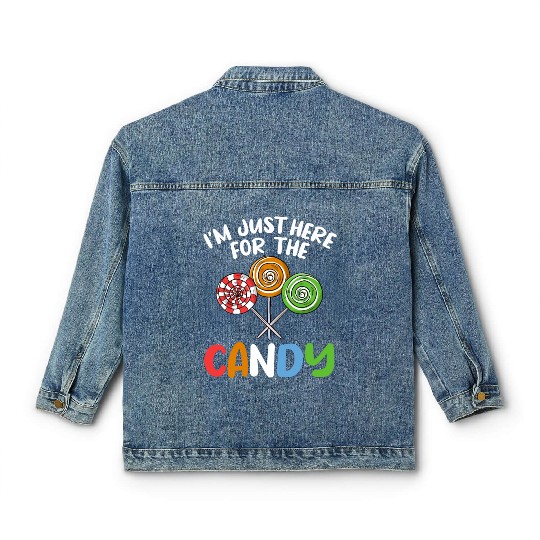 I'm Just Here For The Candy Lollipop Halloween Cos Classic Women's Denim Jackets