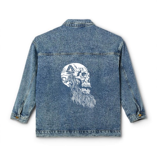 Viking Skull Tattoo Runes Halloween Cool Classic Women's Denim Jackets
