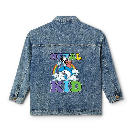 Unicorn Shark Panda Cat Love Music Rock Metal Kid Classic Women's Denim Jackets