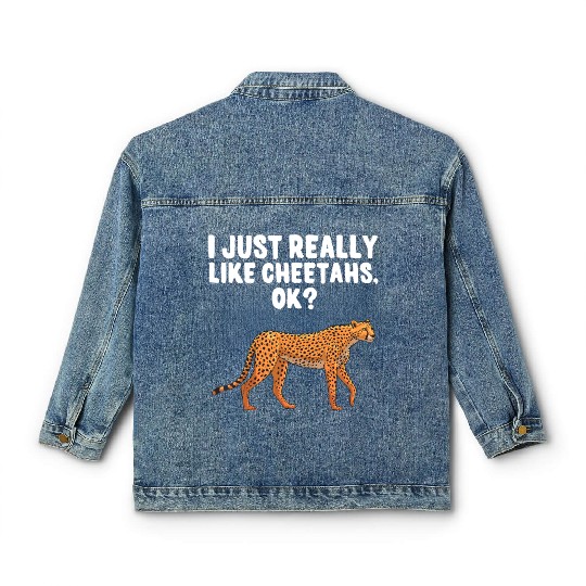Funny Cheetah Design For Boys Girls Leopard Wildli Classic Women's Denim Jackets