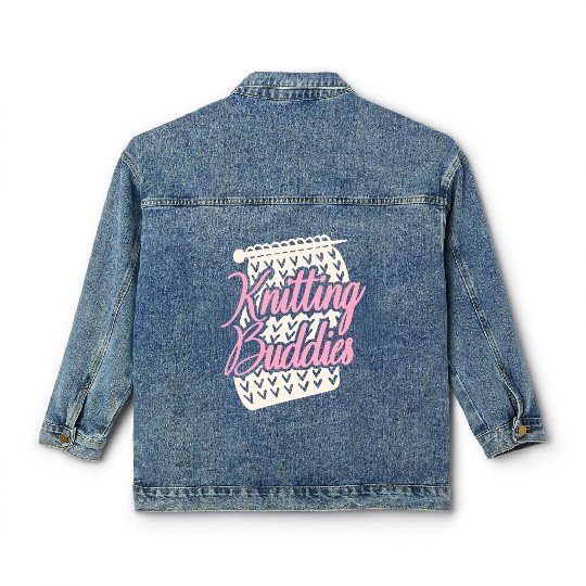 Knitting Knitter Friends Besties Classic Women's Denim Jackets