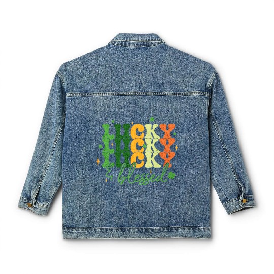 Lucky and Blessed St Patrick's Day Classic Women's Denim Jackets