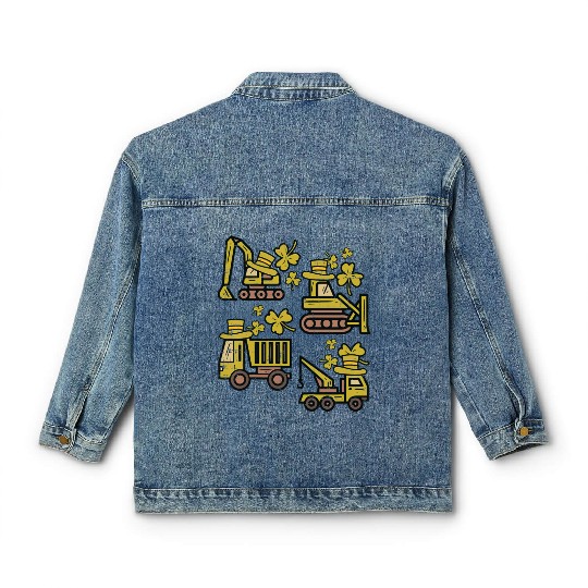 Kids Irish Construction Truck Crane Toddler Boys S Classic Women's Denim Jackets