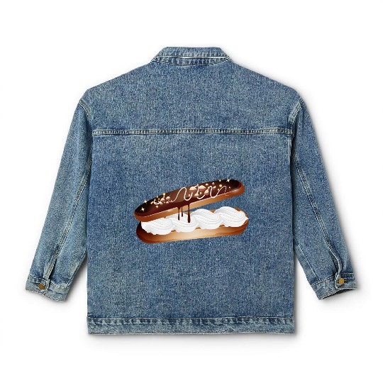 Illustration of a stuffed eclair with cream Classic Women's Denim Jackets
