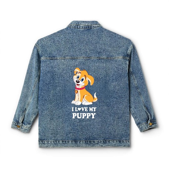 I Love My Puppy Classic Women's Denim Jackets