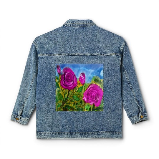 Hand Painted Roses Classic Women's Denim Jackets Classic Women's Denim Jackets Mugs Tote Bags