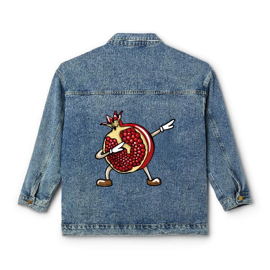 Funny Dabbing Pomegranate Lover Fruit Love Classic Women's Denim Jackets