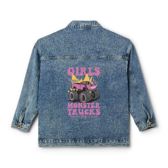 Girls Like Monster Trucks Too Girls Monster Truck Classic Women's Denim Jackets