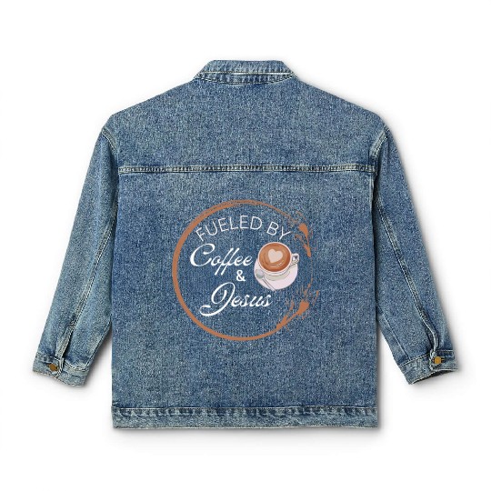 Fueled by coffee and Jesus, Jesus love Classic Women's Denim Jackets