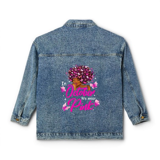In October We Wear Pink African American Women Bre Classic Women's Denim Jackets