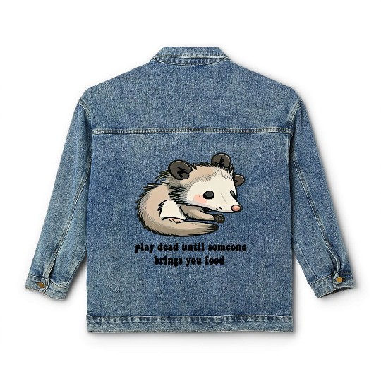 funny opossum play dead Classic Women's Denim Jackets