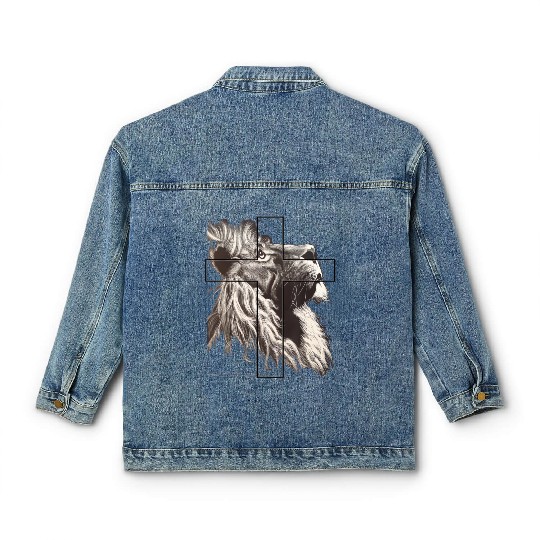 Lion Love Cross God Savior Church Christian Gift C Classic Women's Denim Jackets