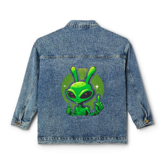 Happy green Alien Classic Women's Denim Jackets