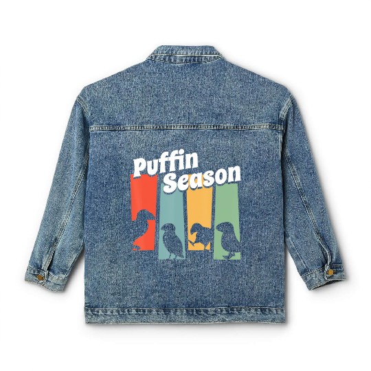 Funny Puffin Season Retro Vintage Puffin Lover Classic Women's Denim Jackets