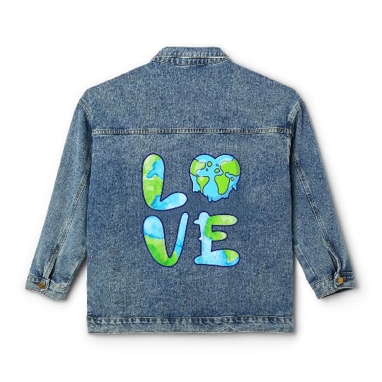 LOVE Earth Day 2023 Cute Earth Lover Kids Classic Women's Denim Jackets