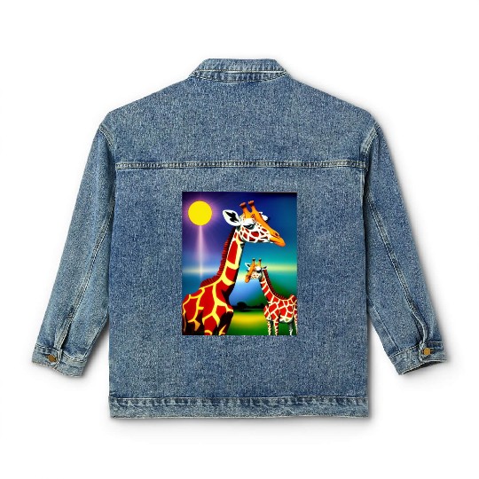 Giraffe in the spectrum of light Classic Women's Denim Jackets