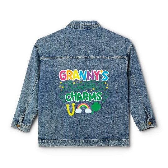 Granny's Lucky Little Charms Clover Shamrock Classic Women's Denim Jackets