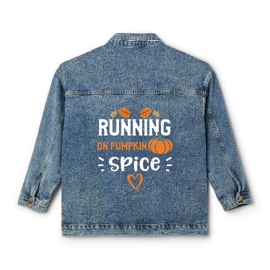 Running on Pumpkin Spice - Pumpkin Classic Women's Denim Jackets