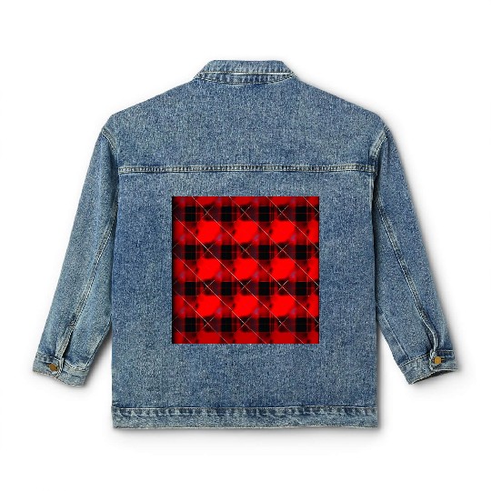 Get the Look Bold Red Tartan Classic Women's Denim Jackets