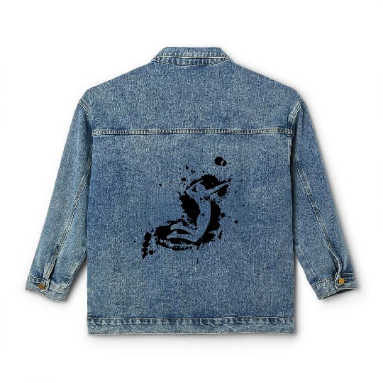 Volleyball Spike Man Black Classic Women's Denim Jackets
