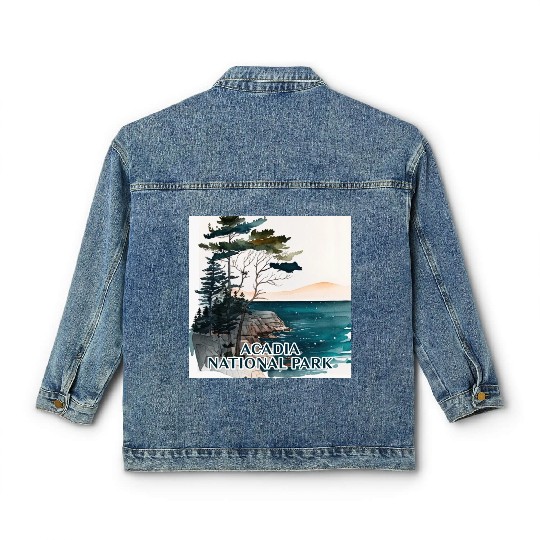 Acadia National Park Watercolor Classic Women's Denim Jackets