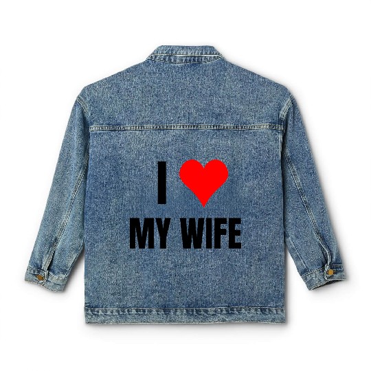 I Heart My Wife, Happy Husband, Happy Wife Classic Women's Denim Jackets