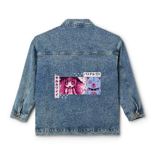 Yami Kawaii Witch Chibi Anime Japanese Aesthetic Classic Women's Denim Jackets