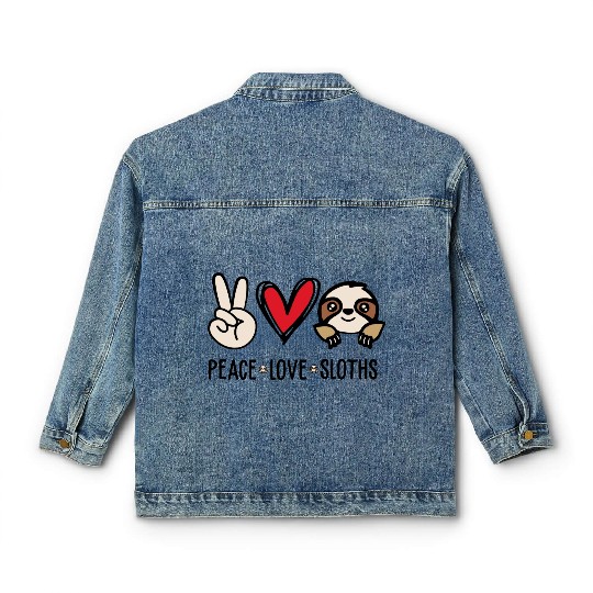 Funny Sloth Peace Love Sloth Quote Classic Women's Denim Jackets