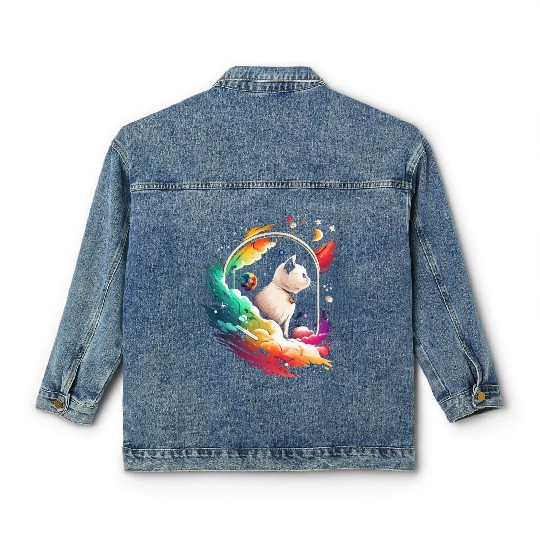 Space Cat on Galaxy Cat Lover Classic Women's Denim Jackets