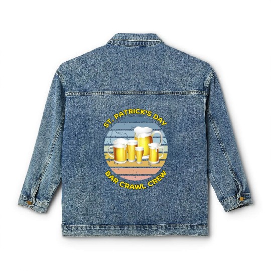ST PATRICK'S DAY BAR CRAWL CREW Classic Women's Denim Jackets