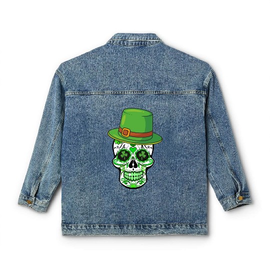 Sugar Skull Saint Patricks Day of the Dead Classic Women's Denim Jackets