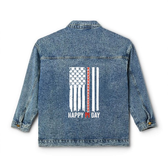 American Flag Pi Day 2023 For Math Nerds Classic Women's Denim Jackets