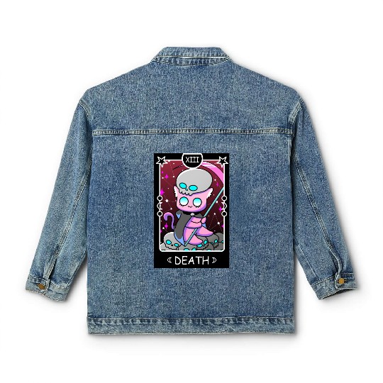 Kawaii Pastel Goth Tarot Card Death Grim Reaper Cu Classic Women's Denim Jackets