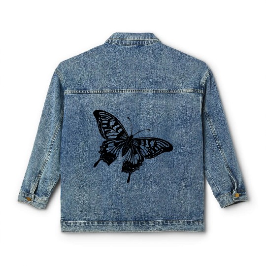 Elegant Vintage Tattoo Butterfly Classic Women's Denim Jackets