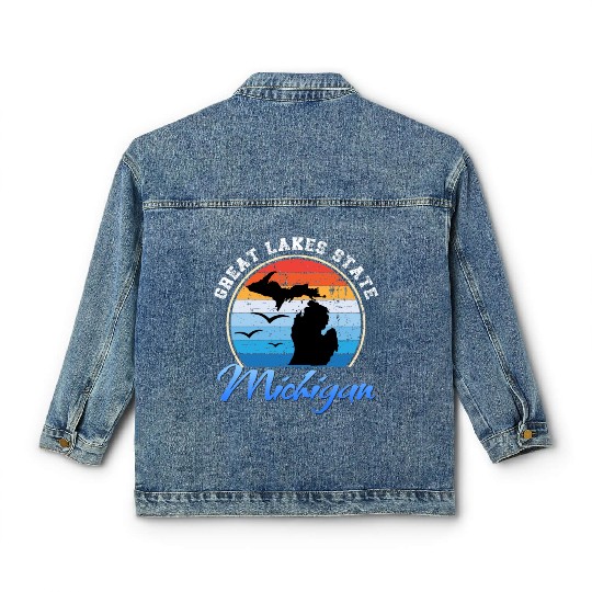 Michigan The Great Lakes State Classic Women's Denim Jackets