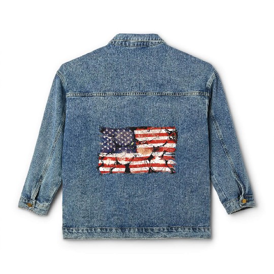 The Usa Flag Tree Trunks America Patriotism Classic Women's Denim Jackets