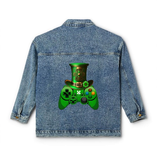 St Patricks Day Video Game Classic Women's Denim Jackets | Gamer Leprechau