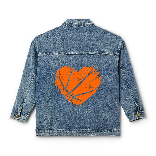I Love Basketball with Heart Shape Classic Women's Denim Jackets