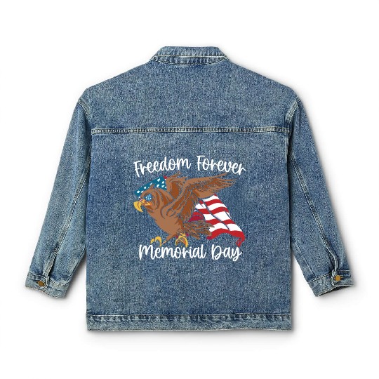 Patriotic Veteran USA Flag American Memorial Day Classic Women's Denim Jackets