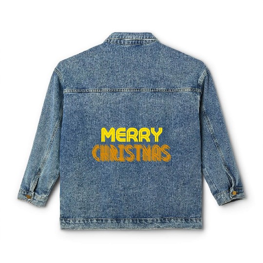 Merry Christmas Yellow Neon Colors Classic Women's Denim Jackets