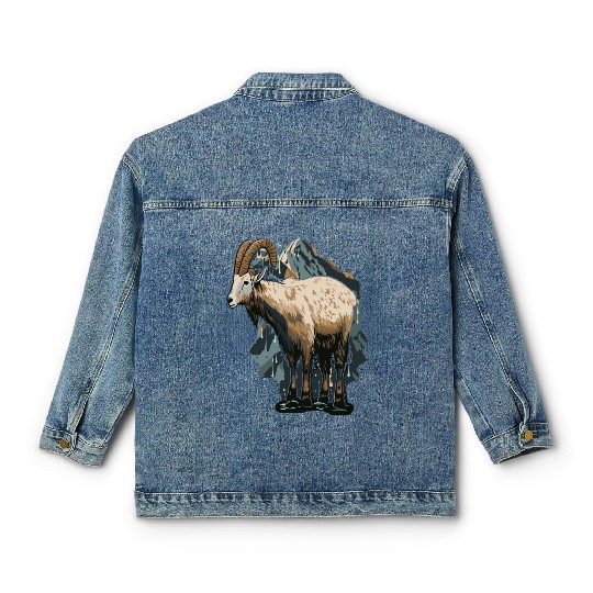 a mountain goat lives in the mountains Classic Women's Denim Jackets