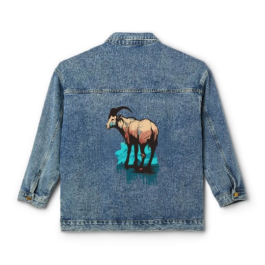 a mountain goat lives in the mountains Classic Women's Denim Jackets
